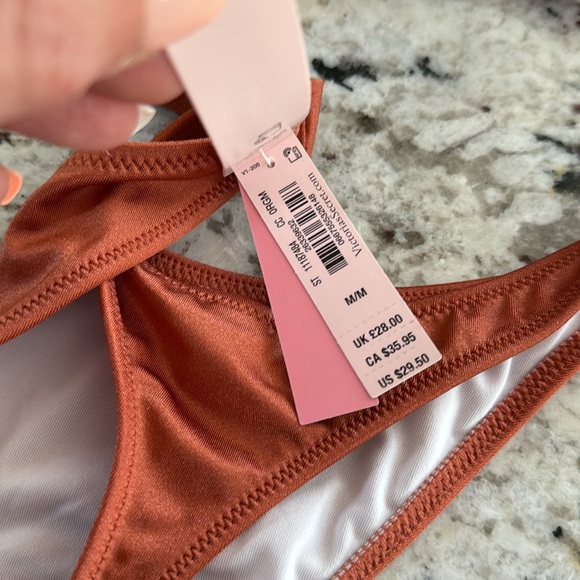 Victorias Secret Bikini; burnt orange; underwire; push up; thong; rhinestones - Picture 8 of 9